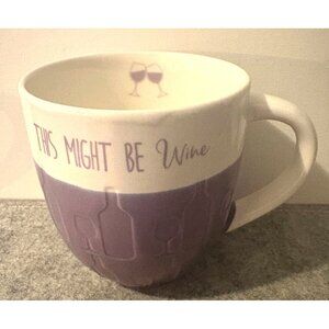 Phaltzgraff Purple and White Coffee Mug " This Might Be Wine"  # 2929